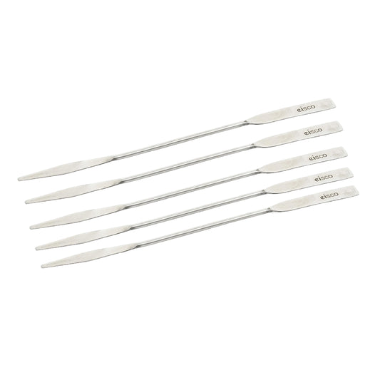EISCO Semi-Micro Spatula Double Bladed One End Rounded and Other End Tapered Stainless Steel Length - 20 cm Pack of 5
