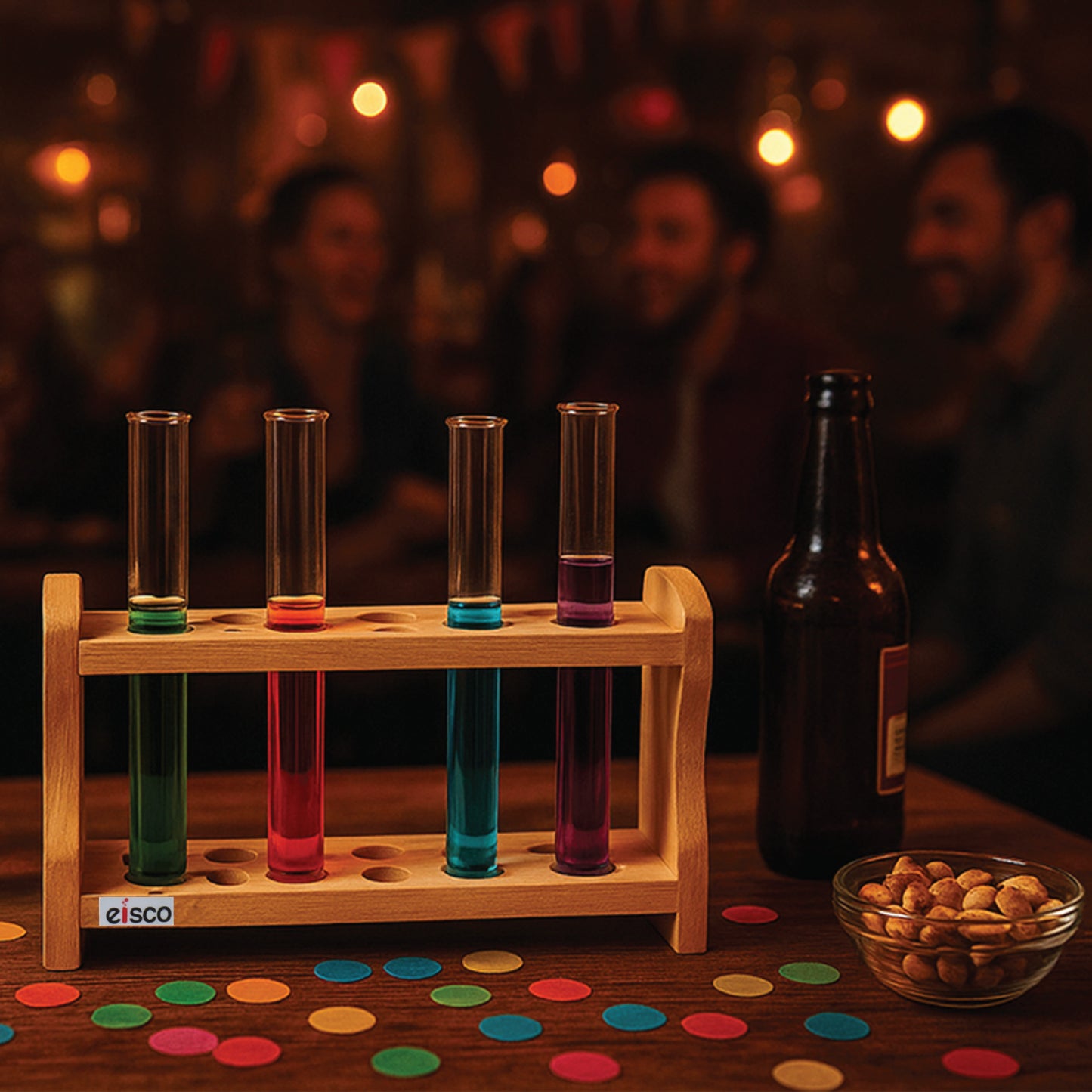 Eisco Wooden Test Tube Rack – Durable Lab Stand for Test Tubes, Holds Multiple Tubes, Chemical Resistant, Polished Wood, Ideal for Science Labs, Chemistry, Biology & Home Experiments