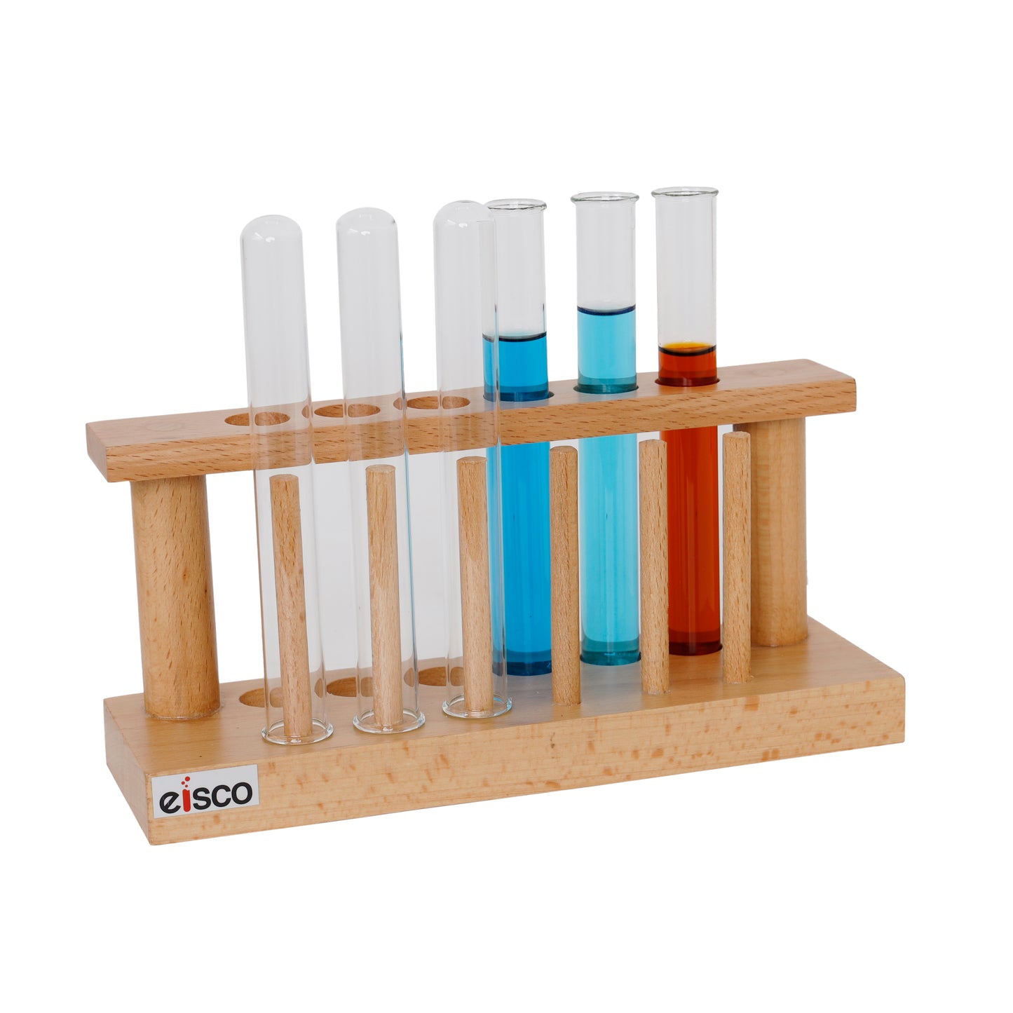 EISCO Premium Wooden Test Tube Rack with Drying Pins | Holds 6 Tubes (Up to 18mm Dia) | Includes 6 x 25ml Tubes | Polished & Durable Stand for Lab & Home Use | Combo Pack for Science Experiments