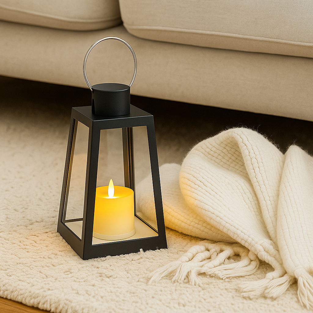 LABZIO Premium LED Lantern Candle | Battery Operated with Moving Flame & Flickering Effect | Flameless Light for Home Decor, Outdoor Garden, Balcony, Weddings & Festive Decorations (22x11 cm)