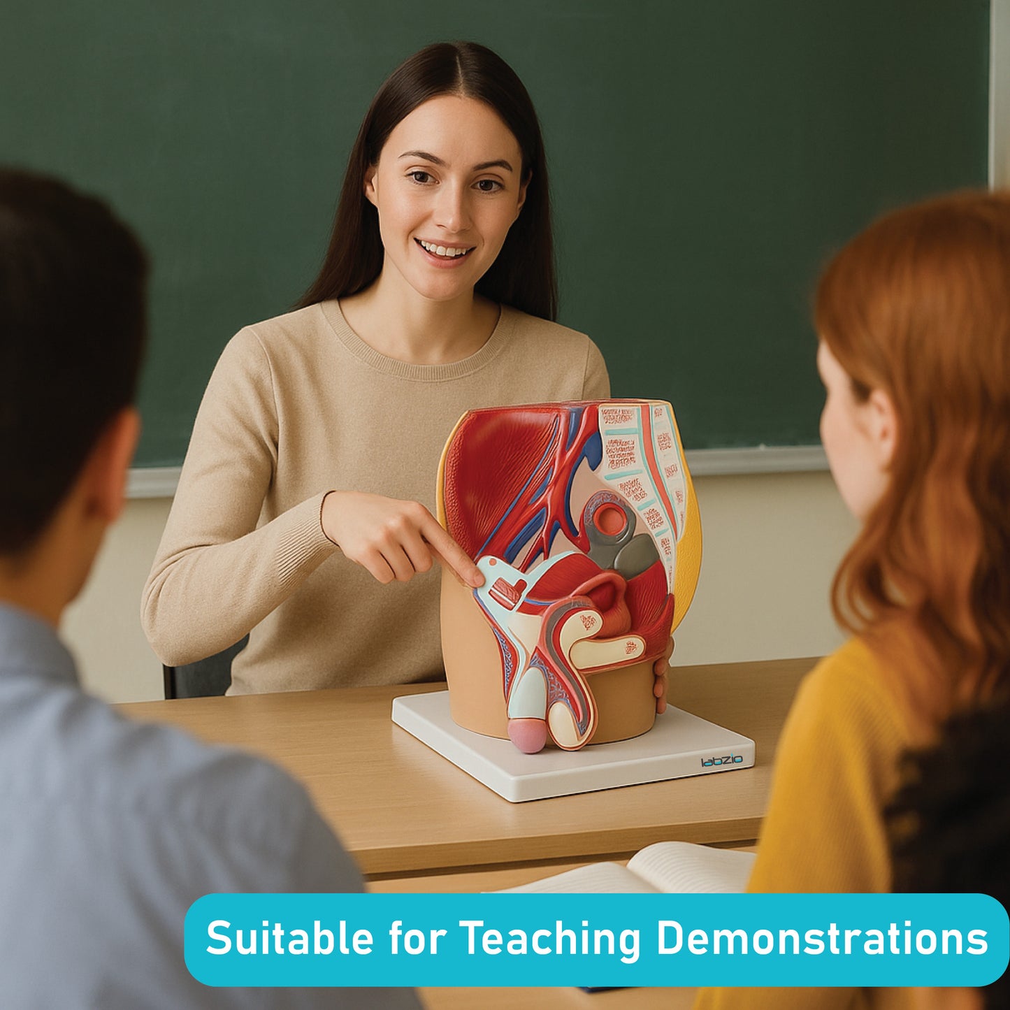 Labzio Male Pelvis Anatomical Model | 4-Part Dissectible Structure with Urinary System, Muscles & Reproductive Organs | Includes Detailed Study Guide for Medical & Educational Use