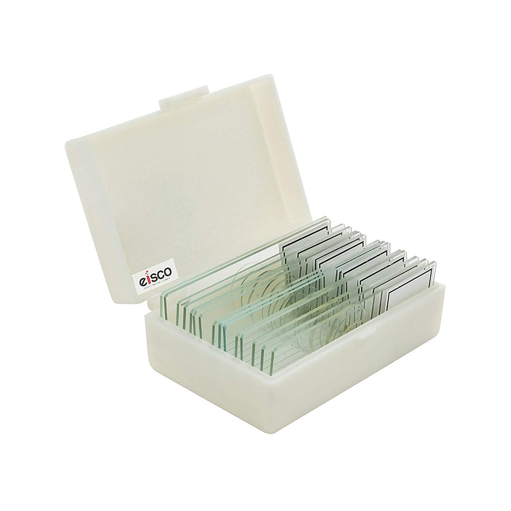 Premium Microscope Prepared Slides To Observe Various Specimen, Set Of 15 Slides, Comes In A Plastic Case