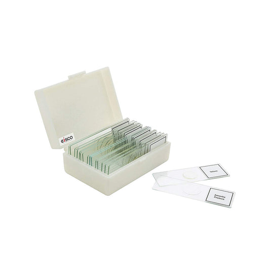 Premium Microscope Prepared Slides To Observe Various Specimen, Set Of 15 Slides, Comes In A Plastic Case
