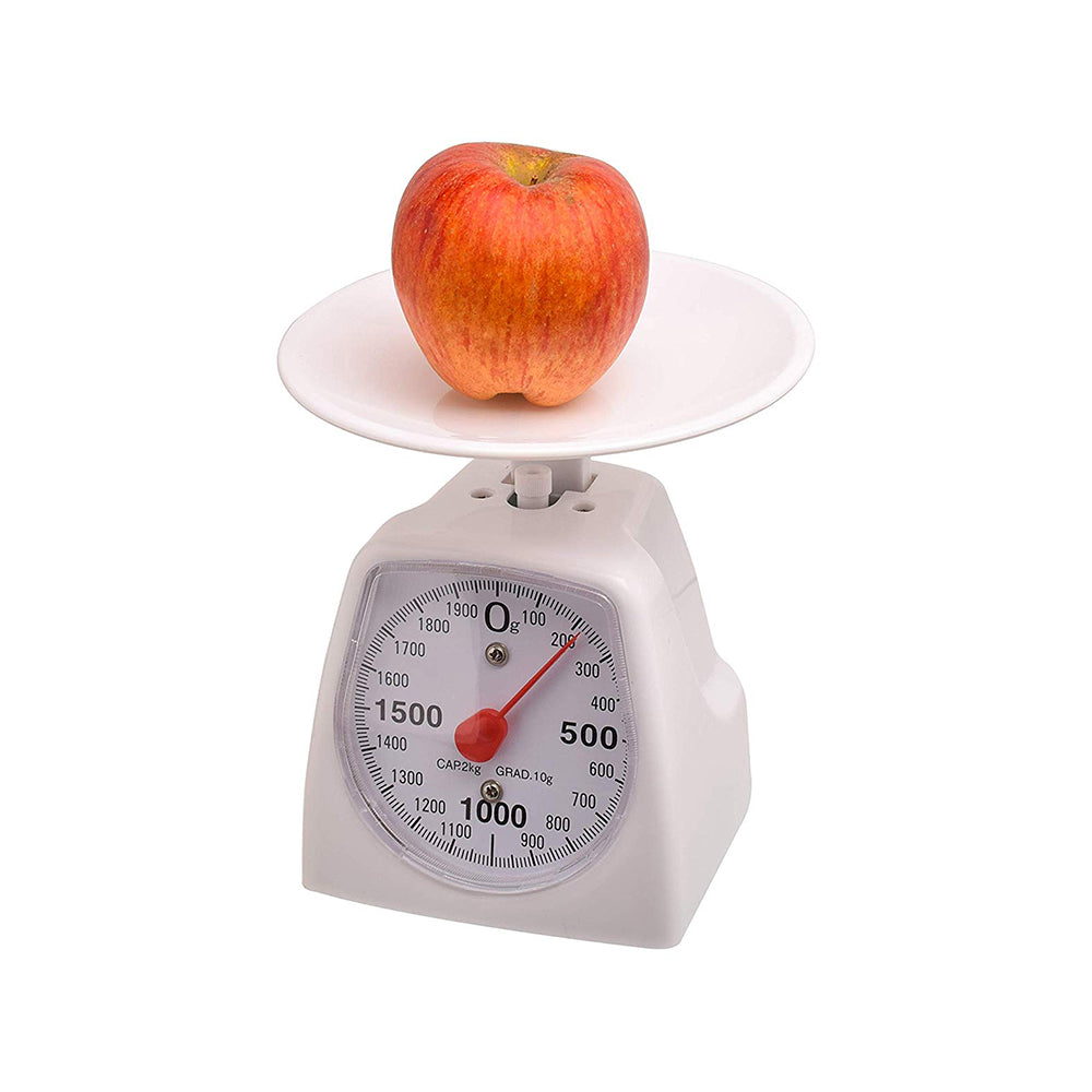 LABZIO Accurate Analog Weighing Scale for Kitchen, Laboratory, and Craft Use, 2Kg Capacity, 10g Graduation, Durable White Scale for Household, Lab, Crafting, Professional and Personal Use