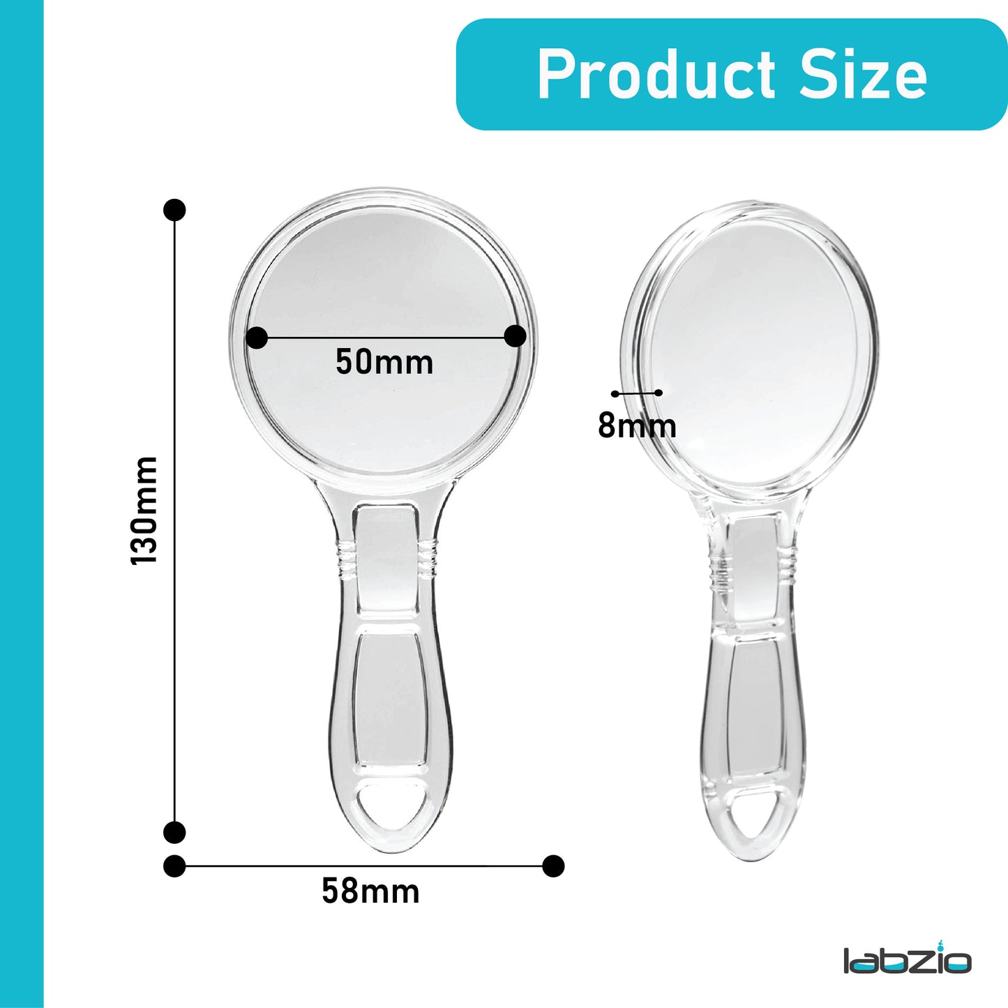 Labzio - Premium magnifying lens with handle, lab quality, Diameter - 50 mm, Magnification - 3X, 6X, acrylic lens and body makes it suitable for Children ( PACK OF 5 )