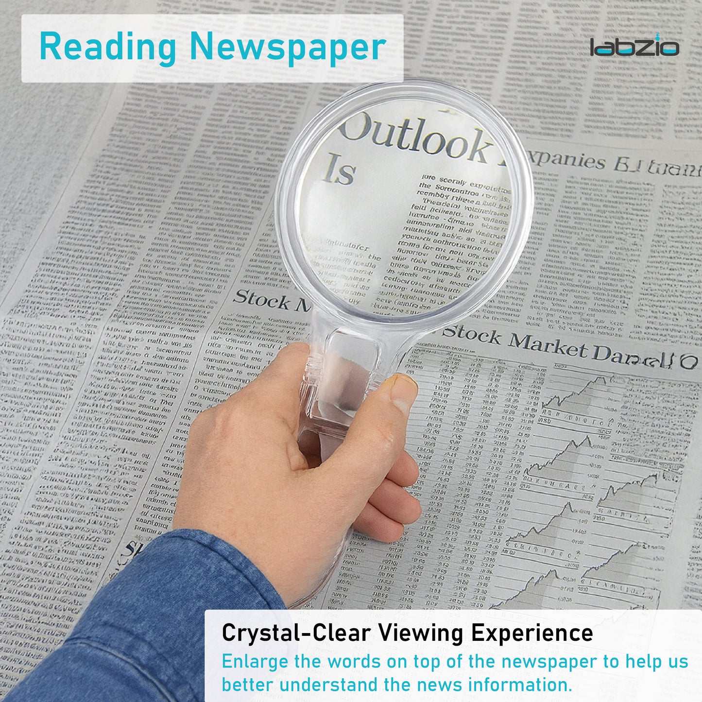 Labzio - Premium magnifying lens with handle, lab quality, Diameter - 50 mm, Magnification - 3X, 6X, acrylic lens and body makes it suitable for Children