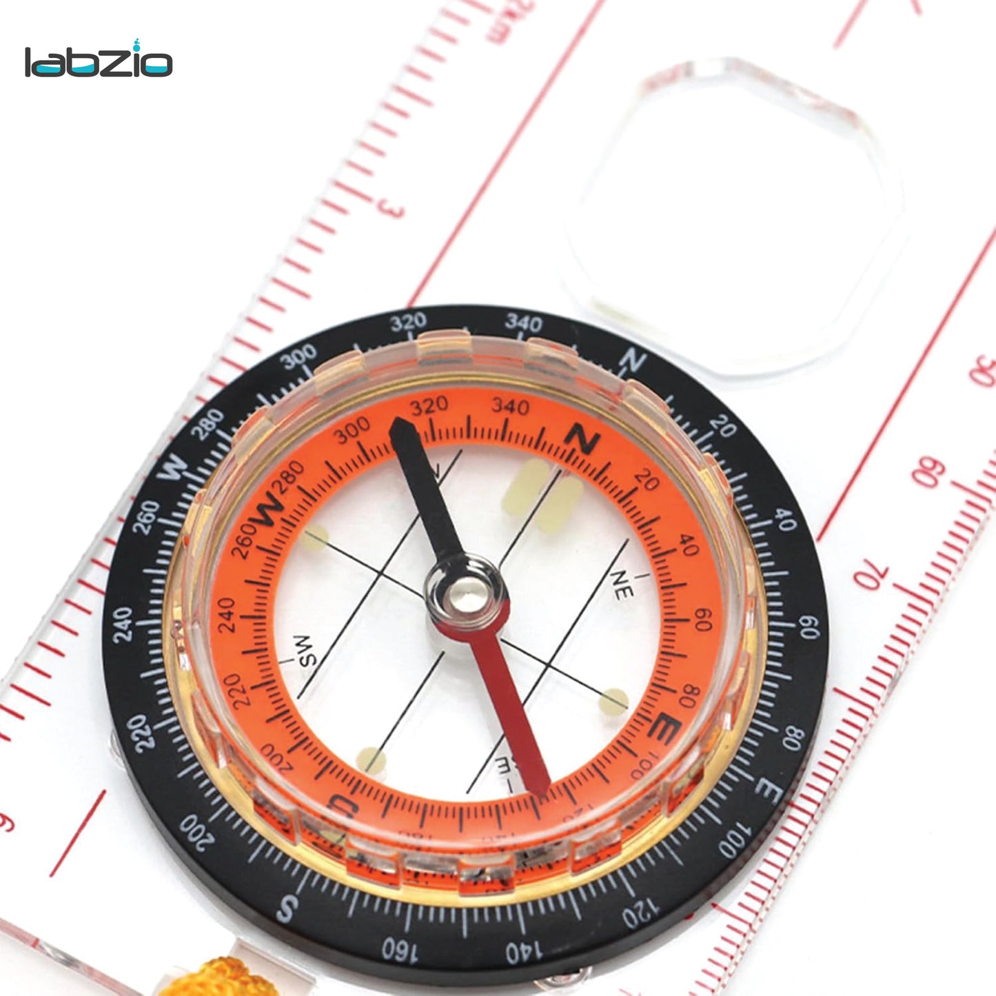 Multifunction compass - Liquid filled outdoor Navigation, Camping with samll magnifying lens, scales and ruler for map reading