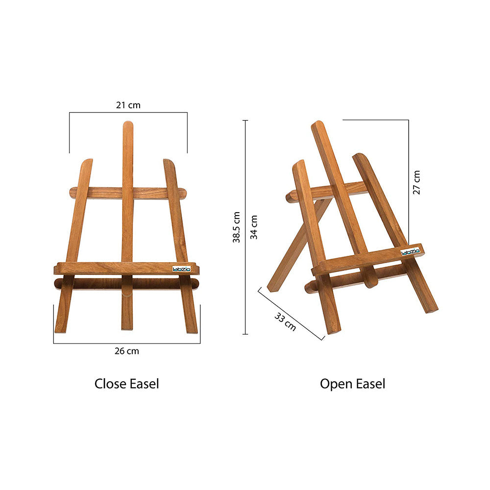 LABZIO Home - Hand Made, Portable Table Top Wooden Easel for Painting and Display, 15 inches (Brown, Medium)