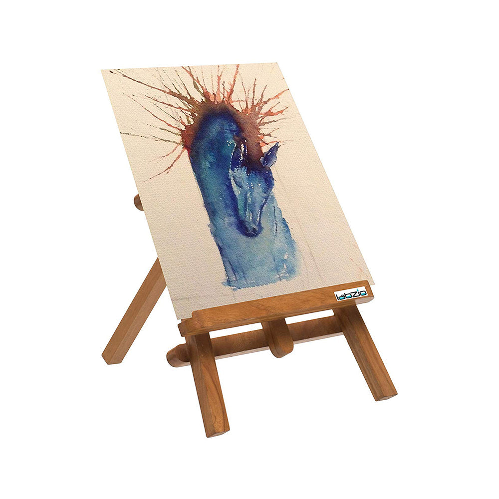 LABZIO Home - Hand Made, Portable Table Top Wooden Easel for Painting and Display, 15 inches (Brown, Medium)