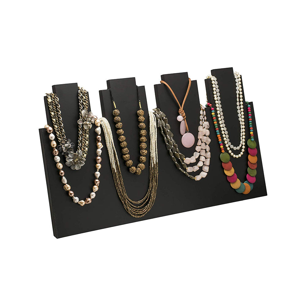 LABZIO Home | Wooden 4 Slot Necklace Holder for Jewelry, Beads | Chains Necklace Display Stand | Ideal for Retail, Craft Shows, Home Decor, Scarf, Stoles