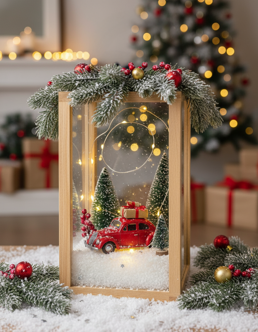 Labzio Home -Wooden Candle Stand, Lantern for Indoor/Outdoor use,Contemporary Chic Styling, Comes with a Handle for for The Ease of Hanging