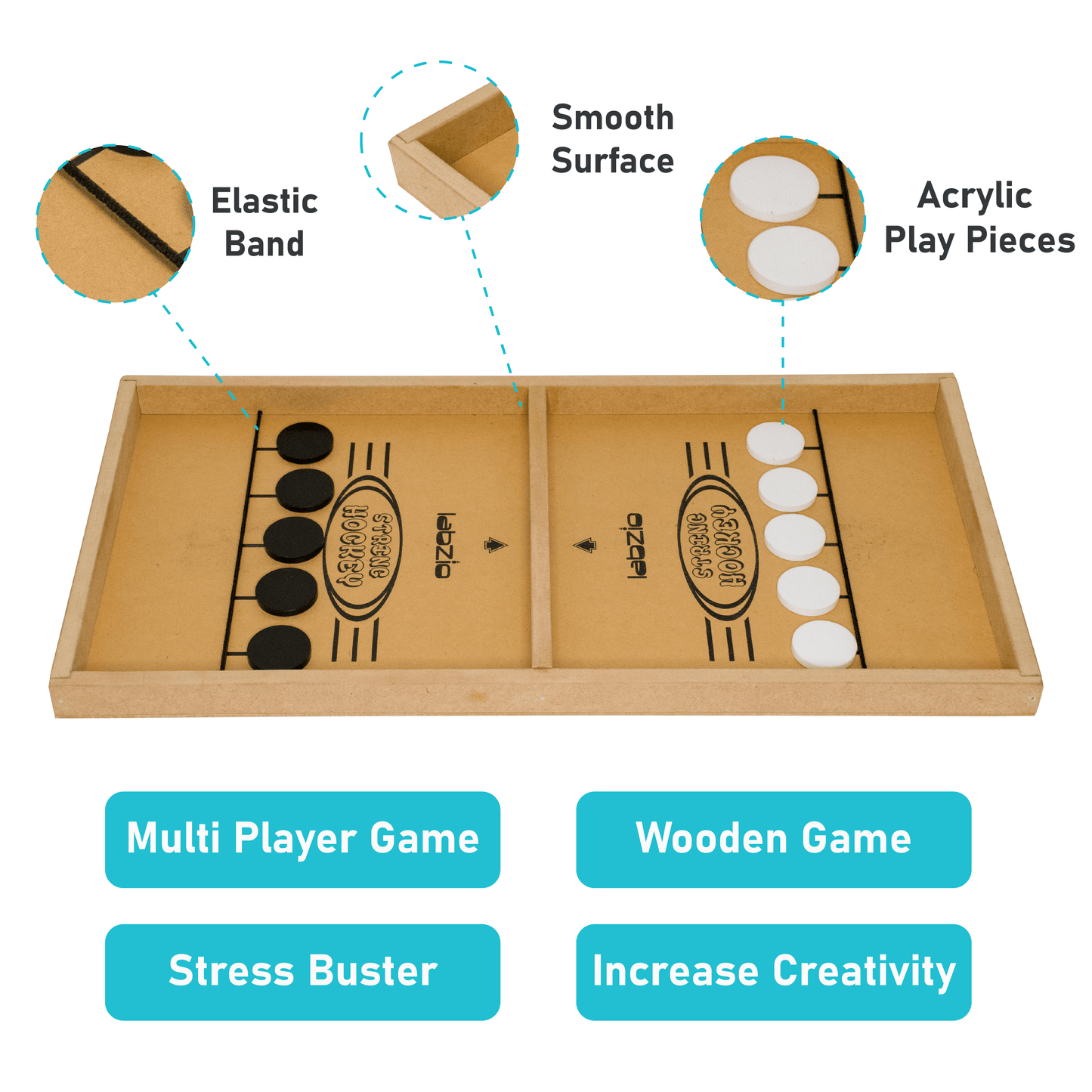 Labzio Home- Wooden String Hockey Game | Fastest Finger First Board Game | Wooden String Hockey Game for 2 Players | Adults, Kids