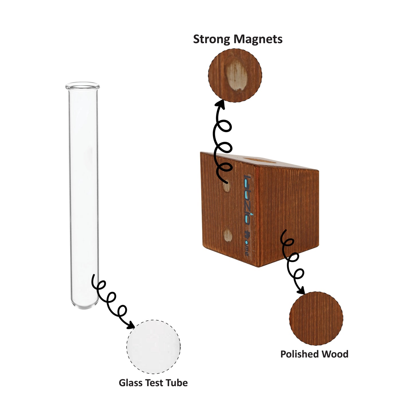 Labzio Magnetic Cube Flower Vase for Fridge Door & Metal Surfaces | Modern Wall Mounted Decorative Planter with Strong Magnet | Mini Glass Tube Vase for Home & Office Decor – Beige