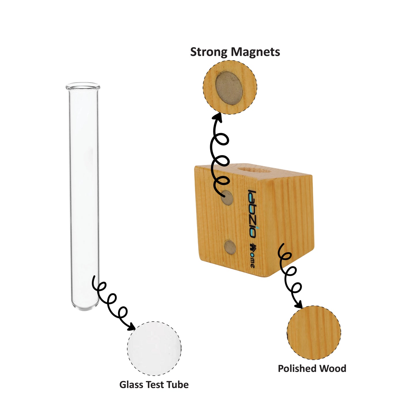 Labzio Magnetic Cube Flower Vase for Fridge Door & Metal Surfaces | Modern Wall Mounted Decorative Planter with Strong Magnet | Mini Glass Tube Vase for Home & Office Decor – Beige