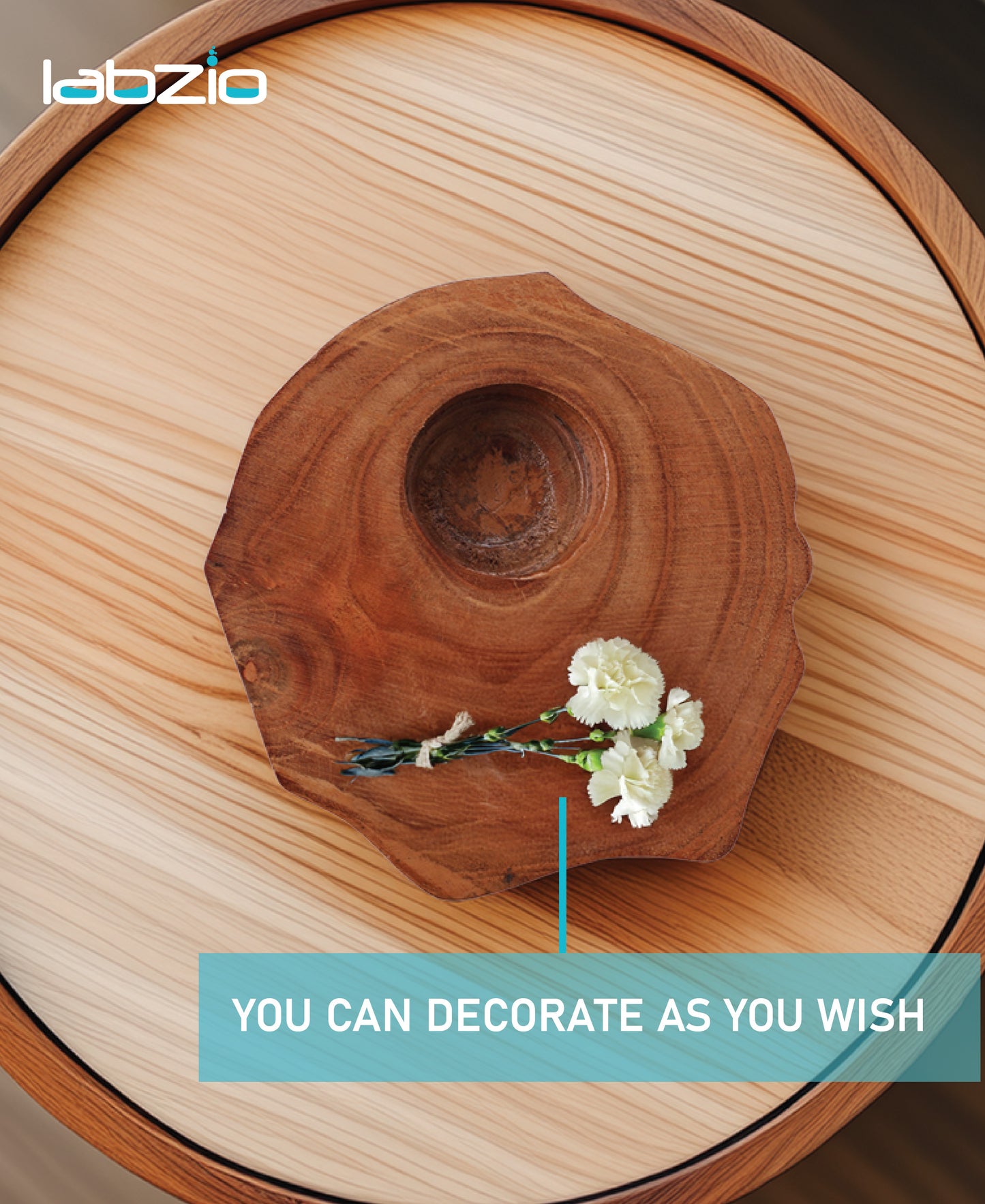 LABZIO Zig-Zag Wooden Tealight Candle Holder – Handcrafted Rustic Natural Wood Design for Home Décor, Weddings & Events