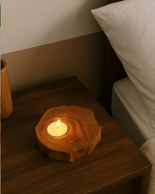 LABZIO Zig-Zag Wooden Tealight Candle Holder – Handcrafted Rustic Natural Wood Design for Home Décor, Weddings & Events