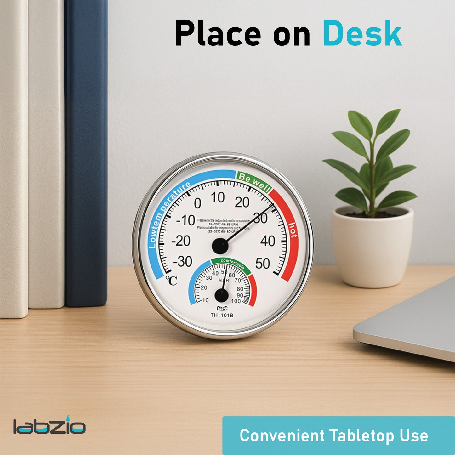 LABZIO Circular Wall-Mounted Thermometer-Hygrometer-Comfort Meter, 125mm, Accurate Temperature & Humidity Monitor, Stylish Design for Home & Office, Easy-to-Read Scale, Durable Construction