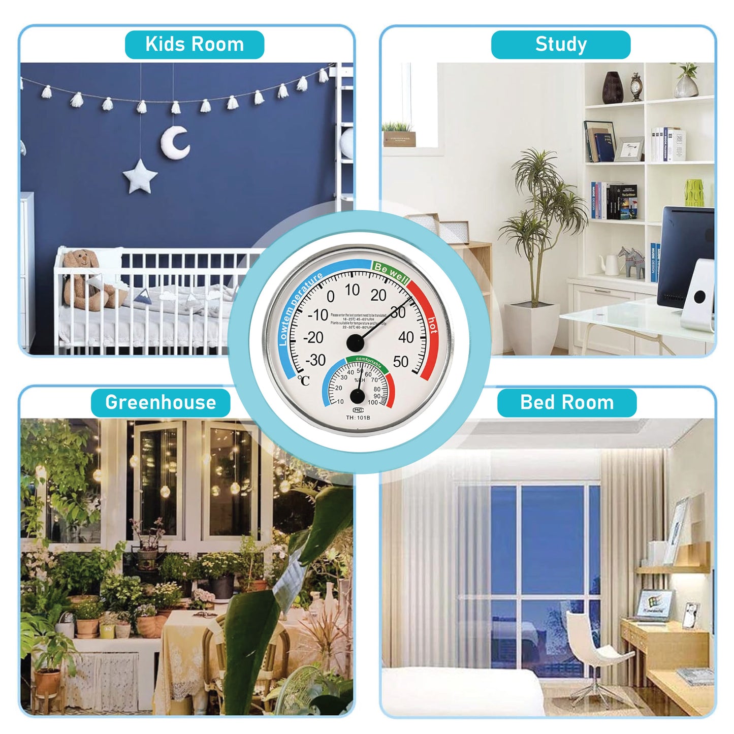 LABZIO Circular Wall-Mounted Thermometer-Hygrometer-Comfort Meter, 125mm, Accurate Temperature & Humidity Monitor, Stylish Design for Home & Office, Easy-to-Read Scale, Durable Construction
