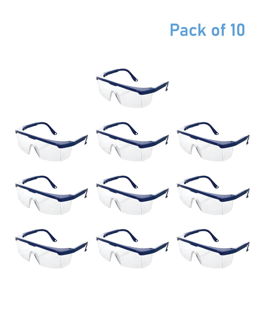 LABZIO - Safety Goggles With Side Protection & Adjustable Temples For Universal Fit (Pack of 10 Goggles)