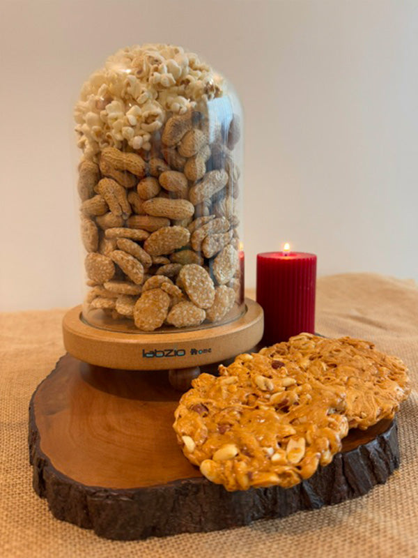 LABZIO Decorative Clear Borosilicate Glass Bell Jar with Round Lacquered Wood Base and Wooden Feet, Elegant Tabletop Display Case for Home Decor, Centerpiece, Office, Living Room, Unique Glass Jar Display