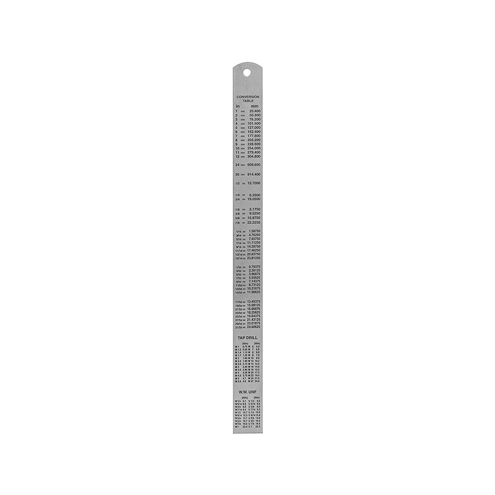 GROZ stainless steel scale (Ruler), horizontal reading in reverse, graduated in cm and mm. (30 cm)