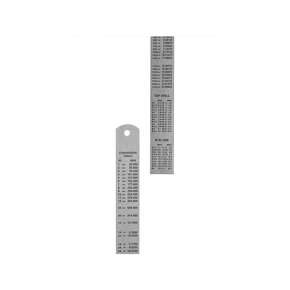 GROZ stainless steel scale (Ruler), horizontal reading in reverse, graduated in cm and mm. (30 cm)