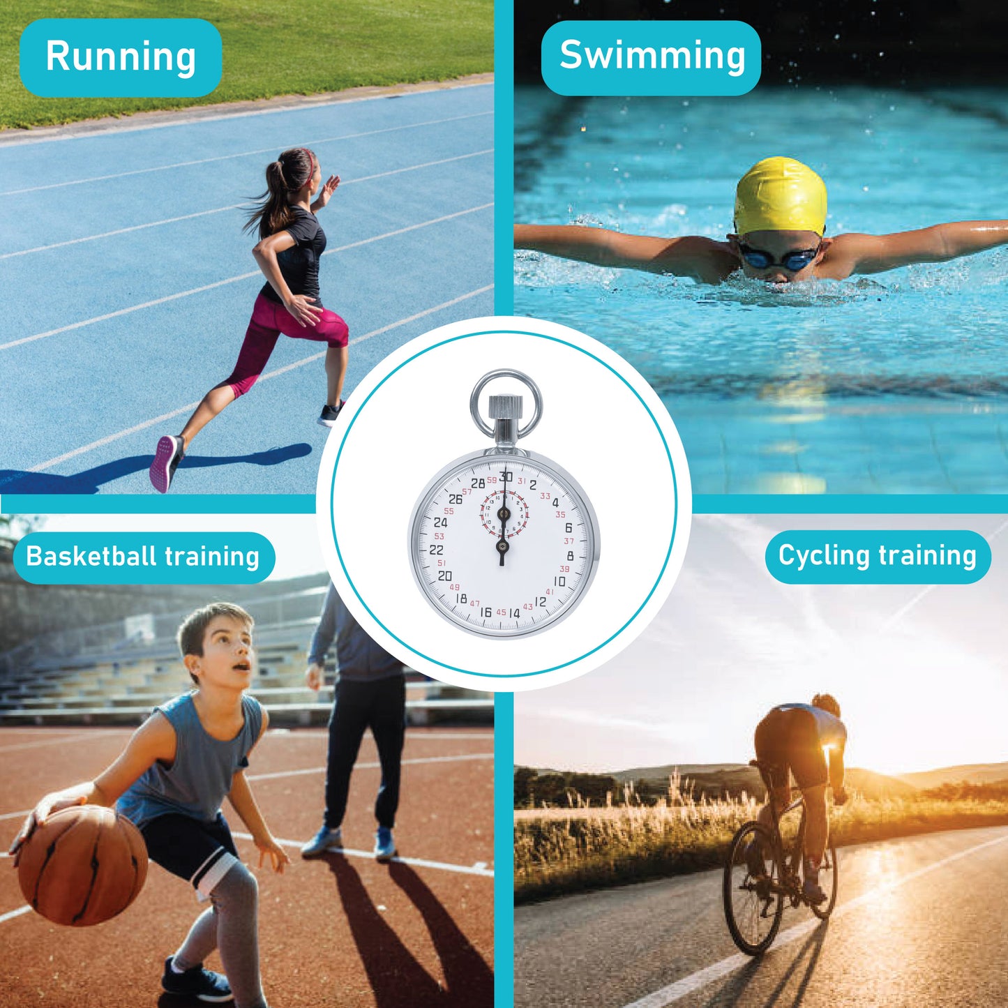 EISCO Mechanical Stopwatch - Analog Timer, Steel Case, 1/10th Second Precision, 15-Minute Dial, Winding Mechanism, Ideal for Sport Training, Racing, Physics, Chemistry, Classroom, Lab Experiment