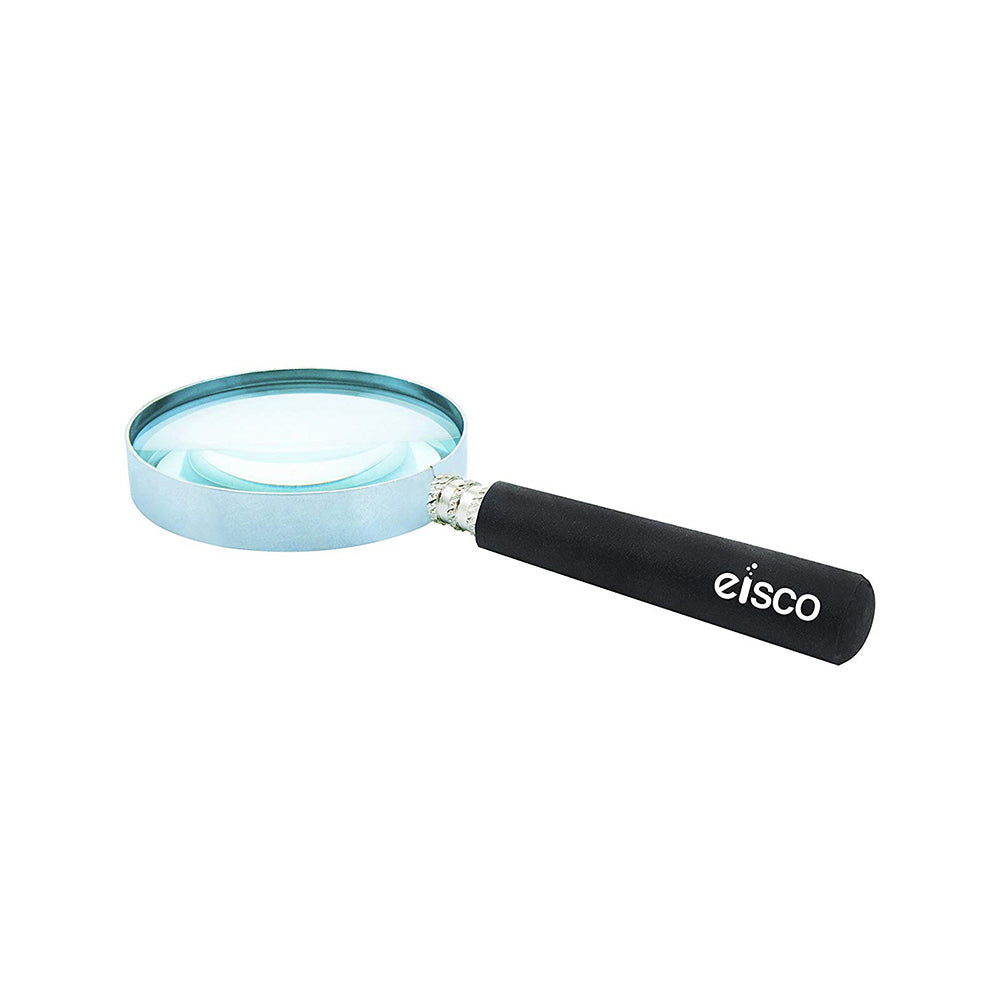 EISCO - Magnifying Lens with Handle, Lab Quality, Diameter - 50 mm, Focal Length - 10 cm, Magnification - 3.5X (PK12)