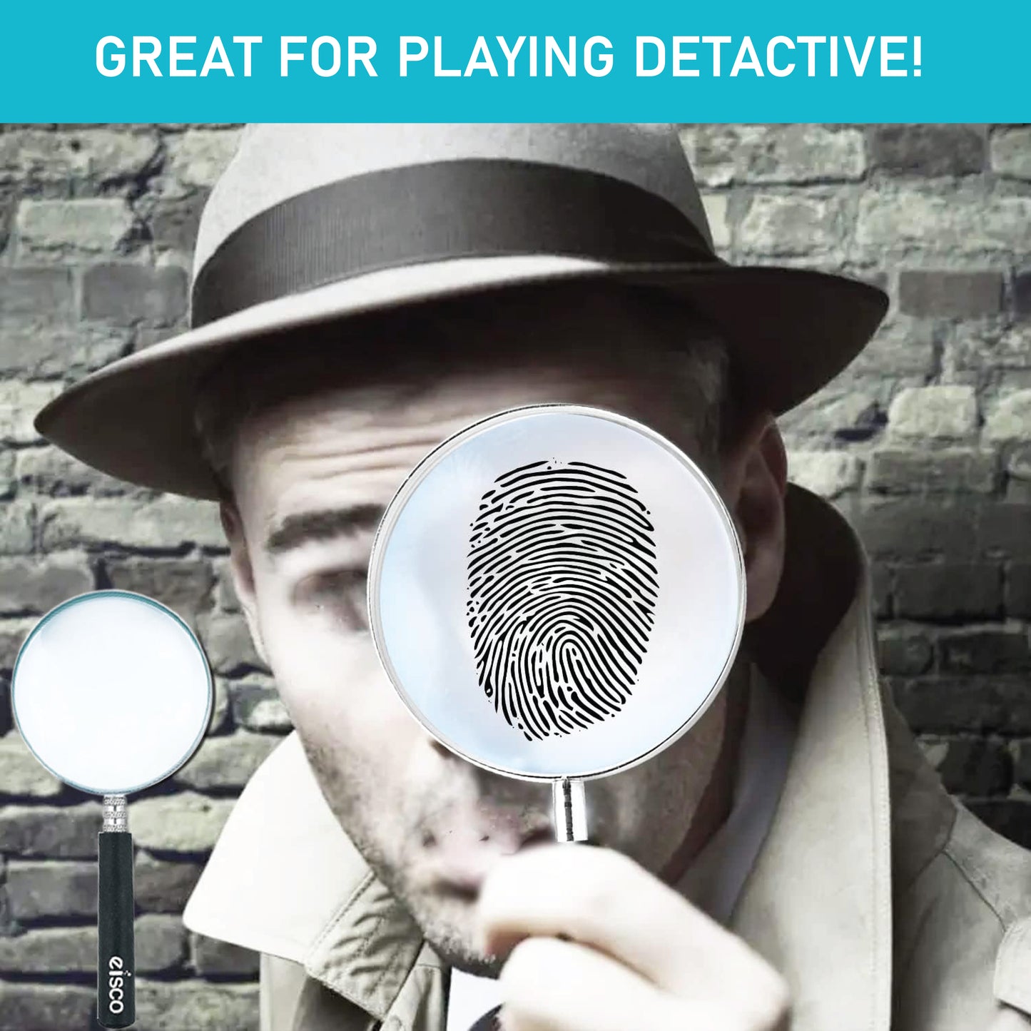 EISCO Magnifying Glass with Handle – 75mm Large Lens, 2.5X Optical Zoom, 15cm Focal Length, Handheld Magnifier for Reading, Science Experiments, Hobby, DIY, Jewelry Inspection, Antiques & Home Use