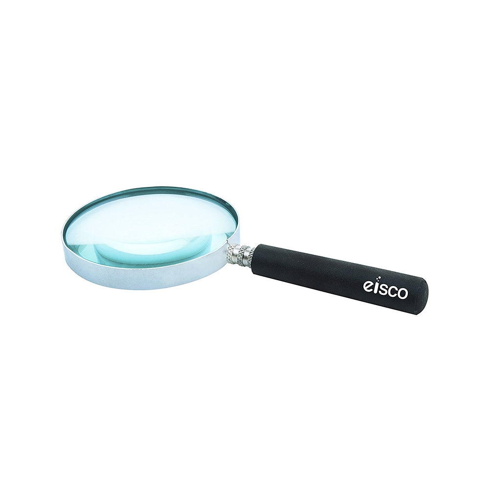 EISCO Magnifying Glass with Handle – 75mm Large Lens, 2.5X Optical Zoom, 15cm Focal Length, Handheld Magnifier for Reading, Science Experiments, Hobby, DIY, Jewelry Inspection, Antiques & Home Use