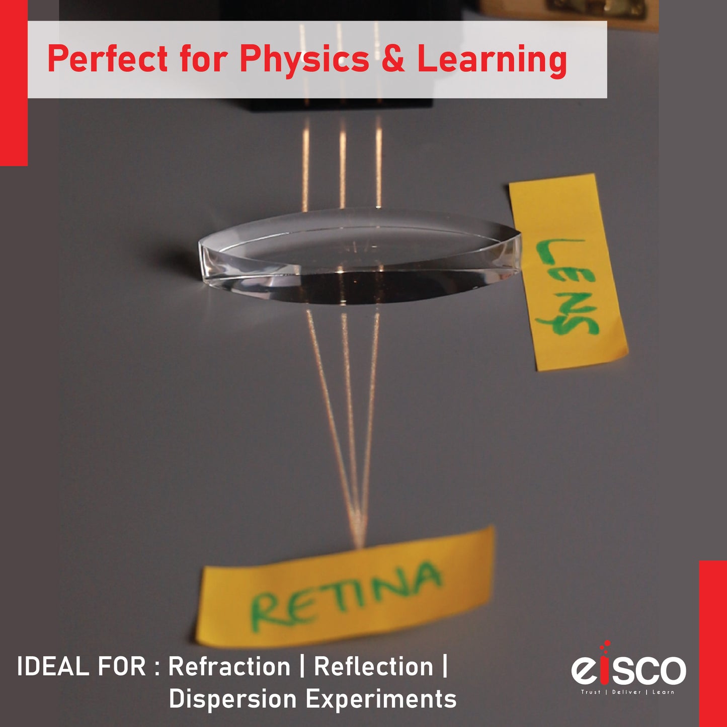 Eisco Premium Acrylic Prisms — Set of 6, Different Shapes, Supplied in Wooden Box | Used in Physics Laboratory | Reflection and Refraction Leaning | 25.8 x 20.8 x 4.8 cm; 620 g