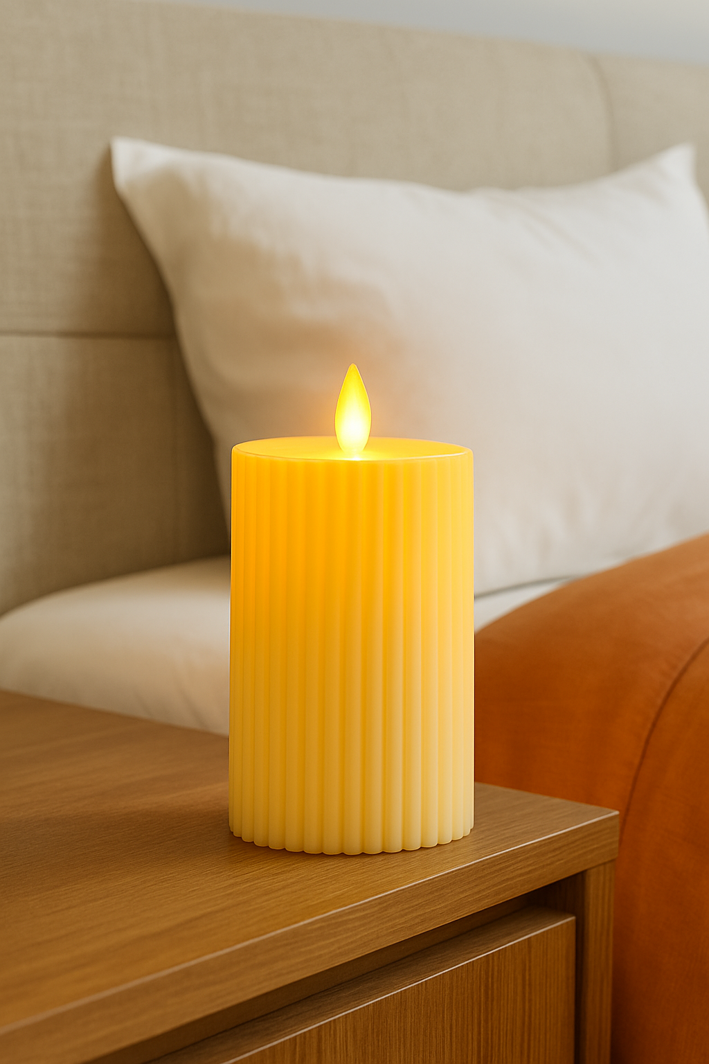 LABZIO LED Light Pillar Candles | Flameless & Smokeless | Acrylic Ribbed Design | Decorative Lights for Home Decor Pooja Diwali Wedding Birthday Valentine & Gifting | Pack of 1