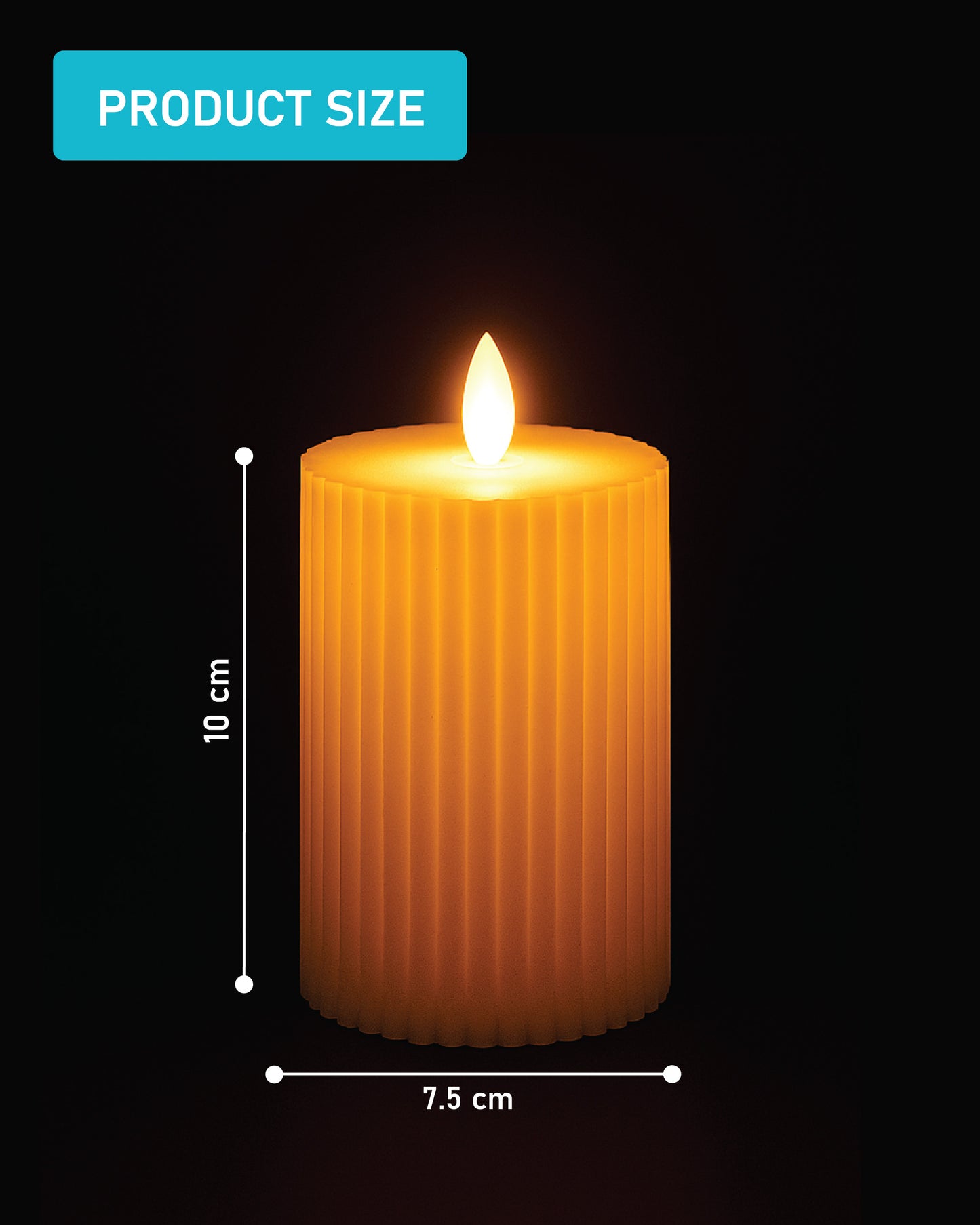 LABZIO LED Light Pillar Candles | Flameless & Smokeless | Acrylic Ribbed Design | Decorative Lights for Home Decor Pooja Diwali Wedding Birthday Valentine & Gifting | Pack of 1