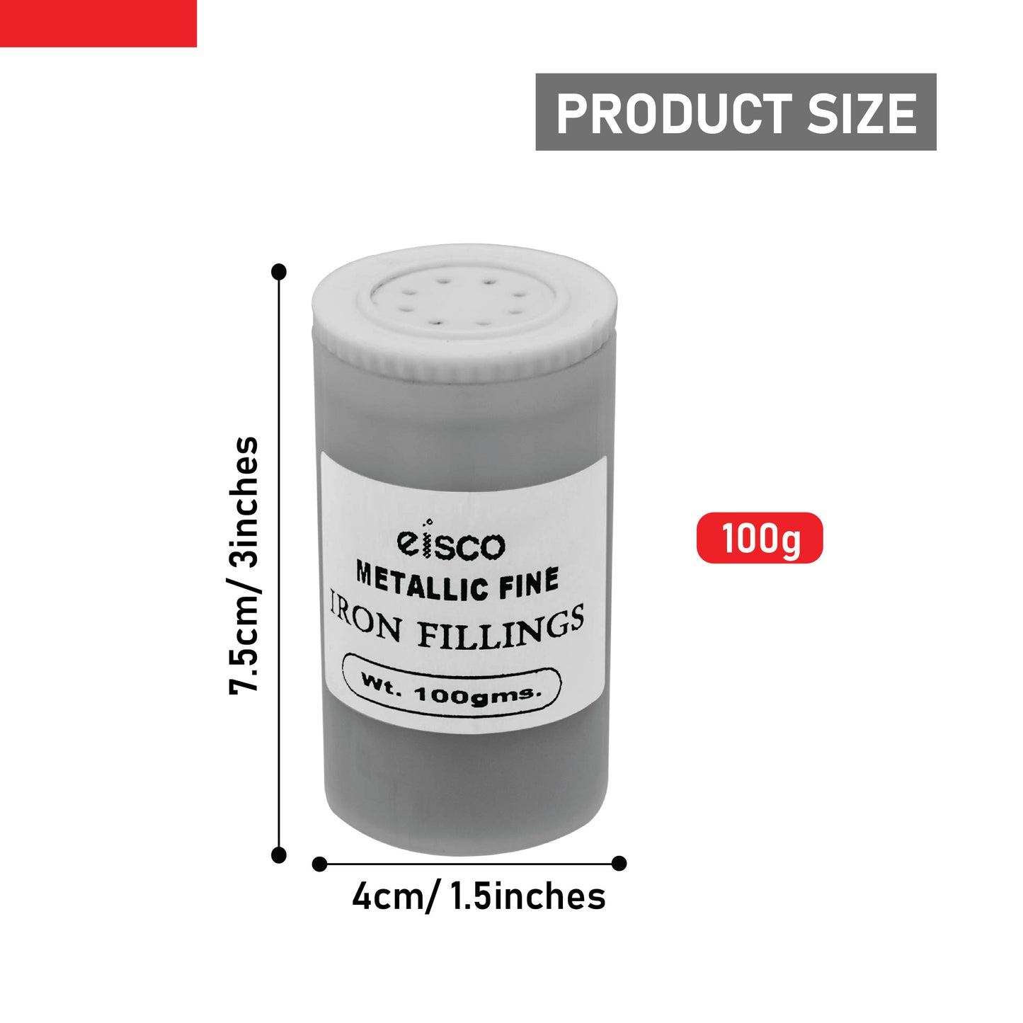 EISCO Fine Iron Filings (100g) Easy Sprinkle Magnetism Science Experiment Kit | Perfect for Classroom Projects, Physics Activities, STEM Learning, and Educational Fun for Kids and Adults | Resealable Jar