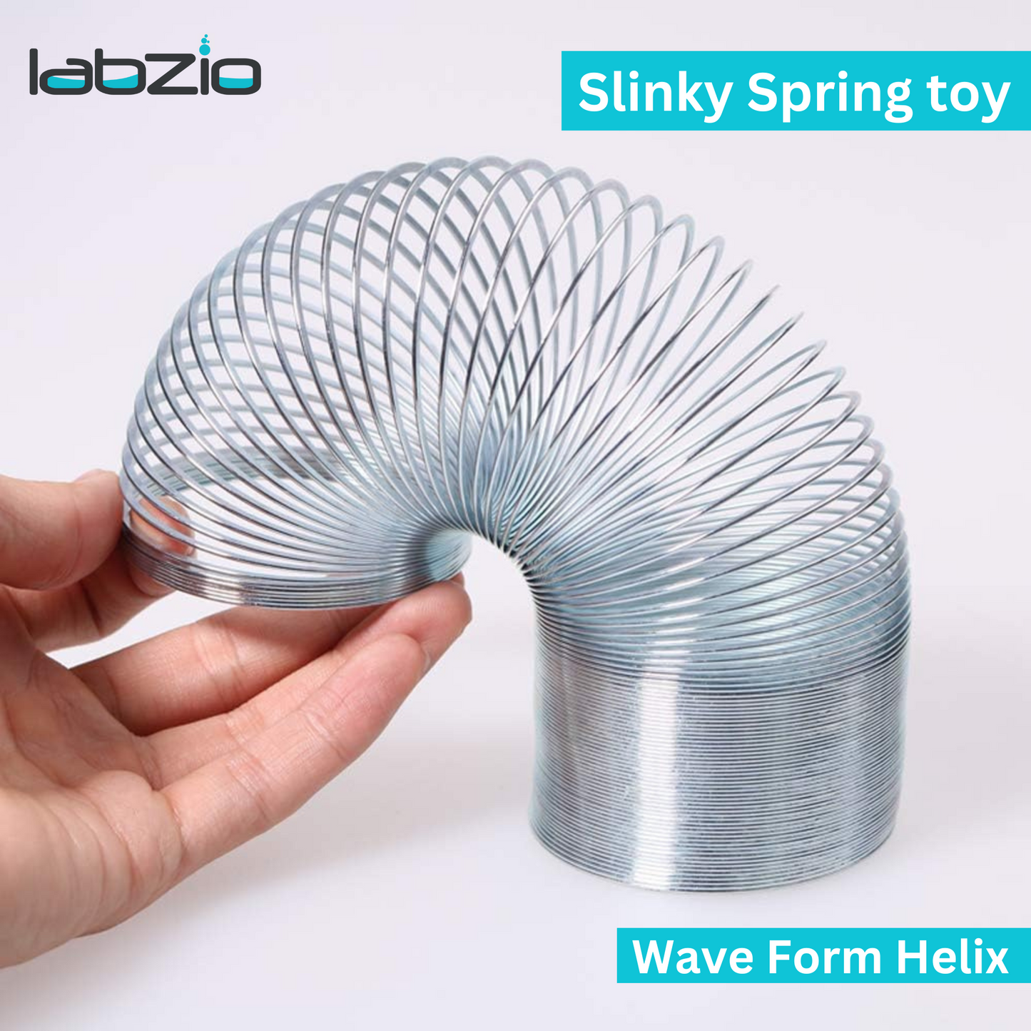 EISCO Tempered Steel Wave Form Helix – Scientific Slinky Spring, 7.5 cm Coil Diameter, 3 Meter Length | Physics Experiment Tool, Wave Propagation, STEM Learning, Lab Equipment (Grey Spring)