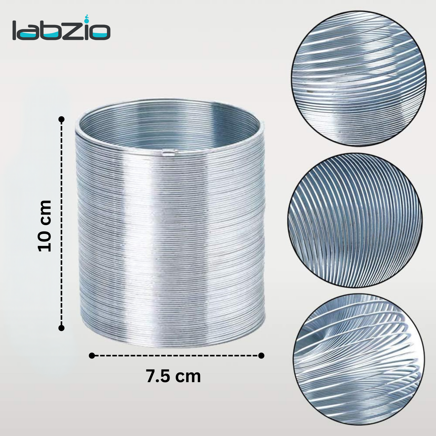EISCO Tempered Steel Wave Form Helix – Scientific Slinky Spring, 7.5 cm Coil Diameter, 3 Meter Length | Physics Experiment Tool, Wave Propagation, STEM Learning, Lab Equipment (Grey Spring)