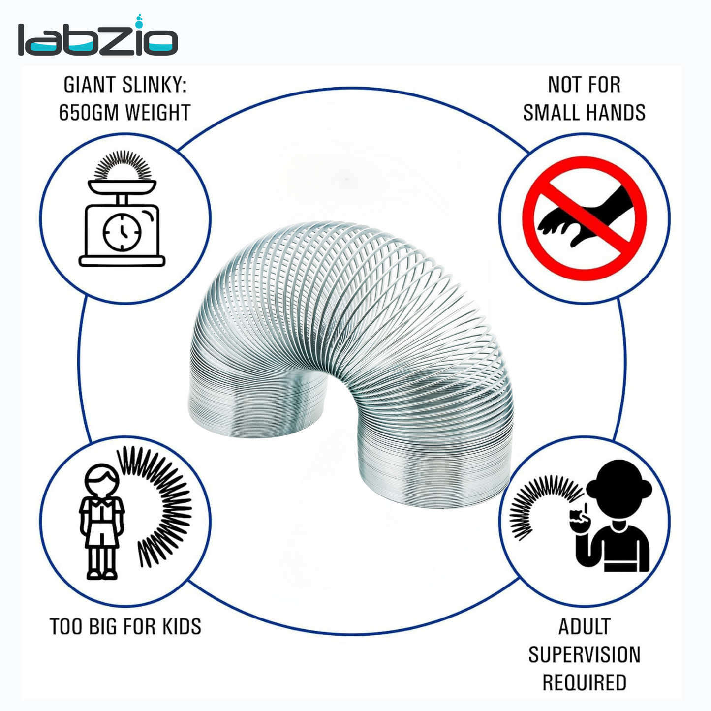 EISCO Tempered Steel Wave Form Helix – Scientific Slinky Spring, 7.5 cm Coil Diameter, 3 Meter Length | Physics Experiment Tool, Wave Propagation, STEM Learning, Lab Equipment (Grey Spring)