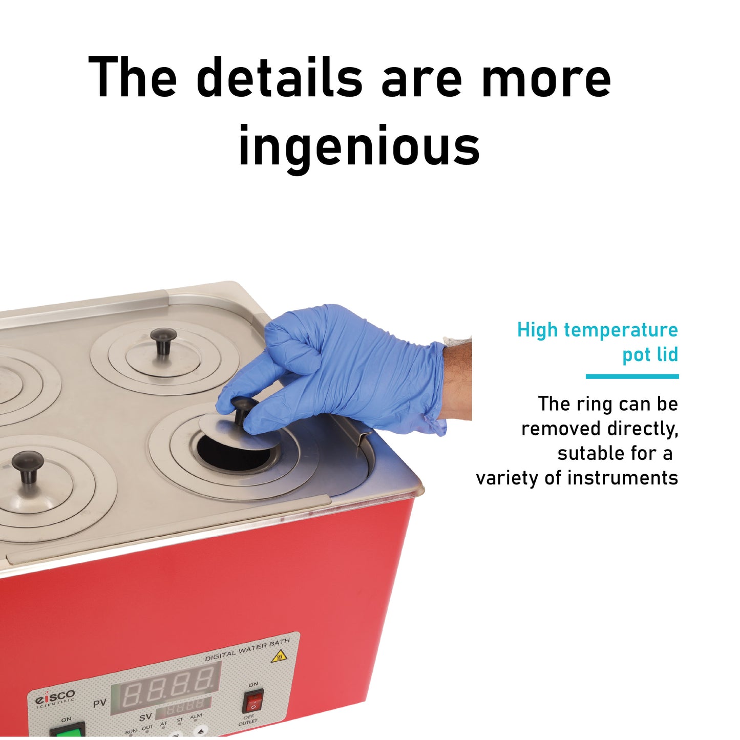 EISCO - Premium Unstirred Digital Water Bath, 4 Holes, Temperature Range is 100 Degree Celsius, Perfect For Laboratories 4 Openings | 12L Capacity | 1000W