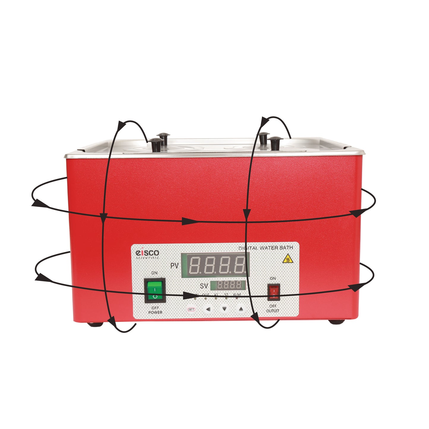 EISCO - Premium Unstirred Digital Water Bath, 4 Holes, Temperature Range is 100 Degree Celsius, Perfect For Laboratories 4 Openings | 12L Capacity | 1000W