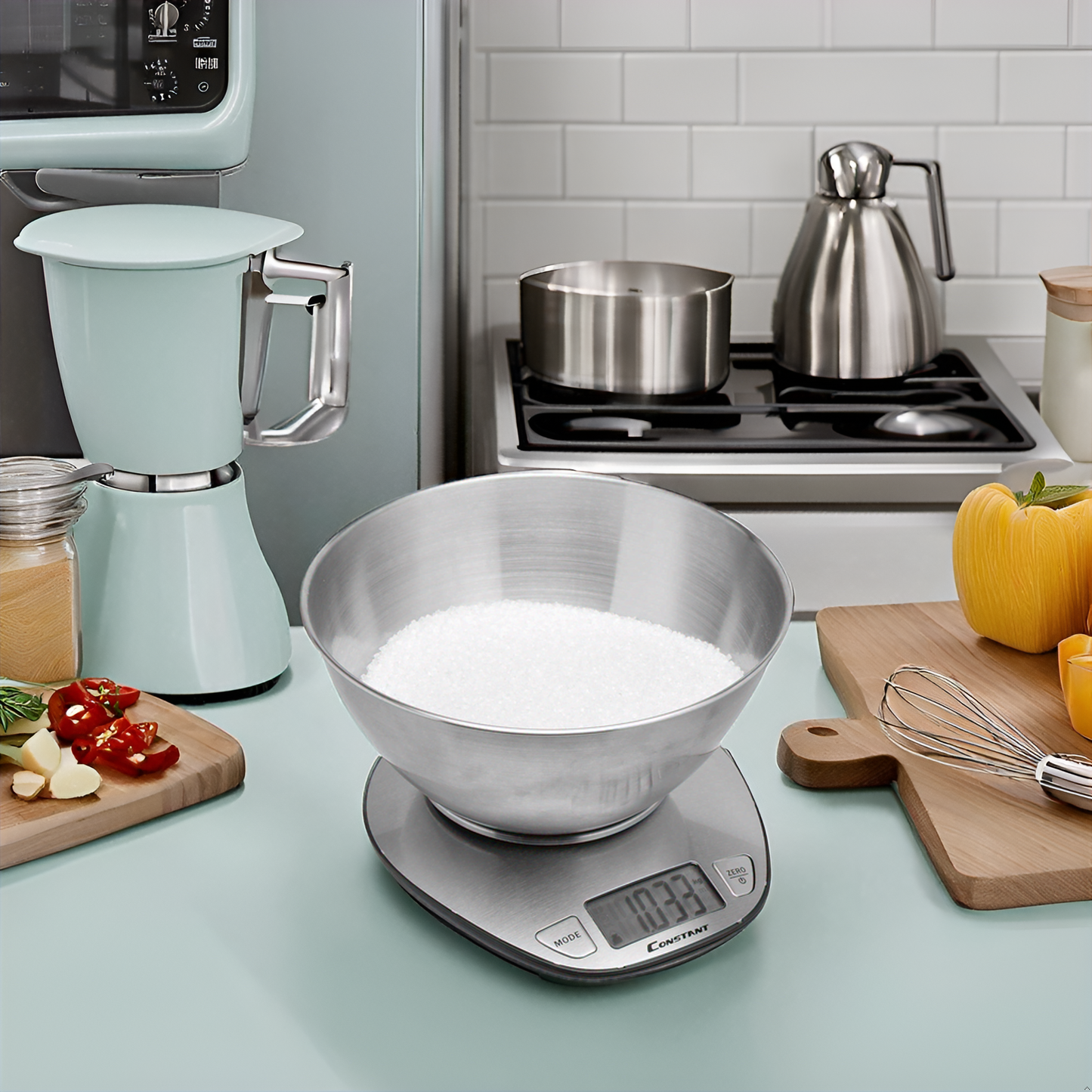 LABZIO - Digital Kitchen/Food/Baking Slim Weighing Scale, Precise Weight Scale Capacity 1g - 5Kgs, auto off,Batteries Included (Silver)