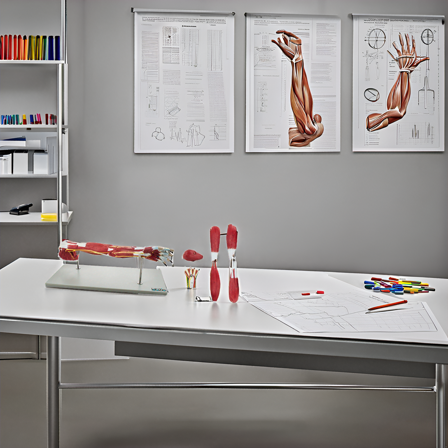 Labzio - Life Size Premium Human Muscular Arm Model 7 Parts Showing Muscles and Deep Layers of Tissue and Vessels With Detailed Key Card