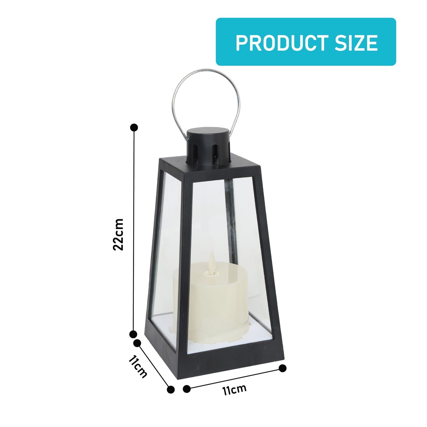 LABZIO Premium LED Lantern Candle | Battery Operated with Moving Flame & Flickering Effect | Flameless Light for Home Decor, Outdoor Garden, Balcony, Weddings & Festive Decorations (22x11 cm)