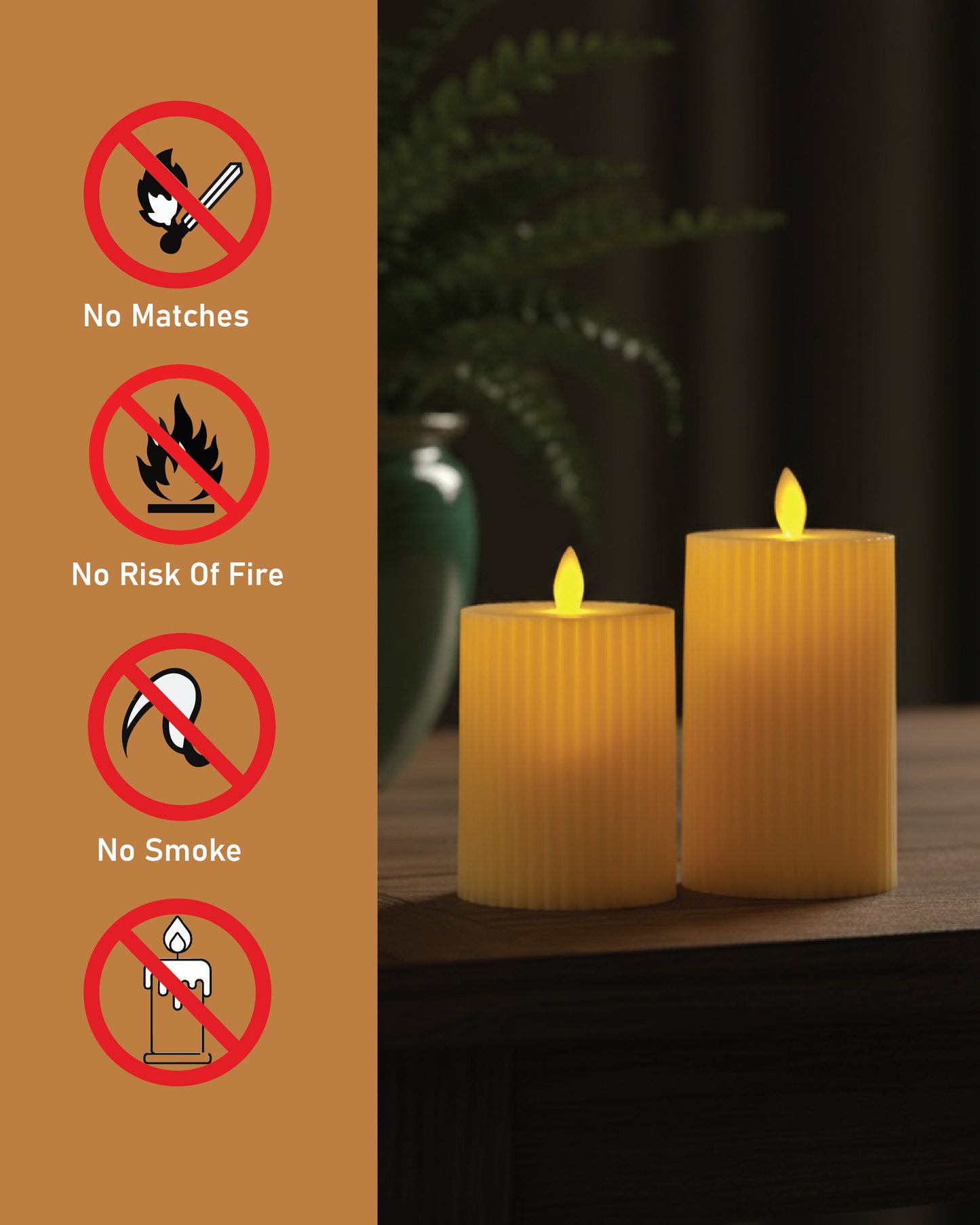 LABZIO LED Light Pillar Candles | Flameless & Smokeless | Acrylic Ribbed Design | Decorative Lights for Home Decor Pooja Diwali Wedding Birthday Valentine & Gifting | Pack of 1