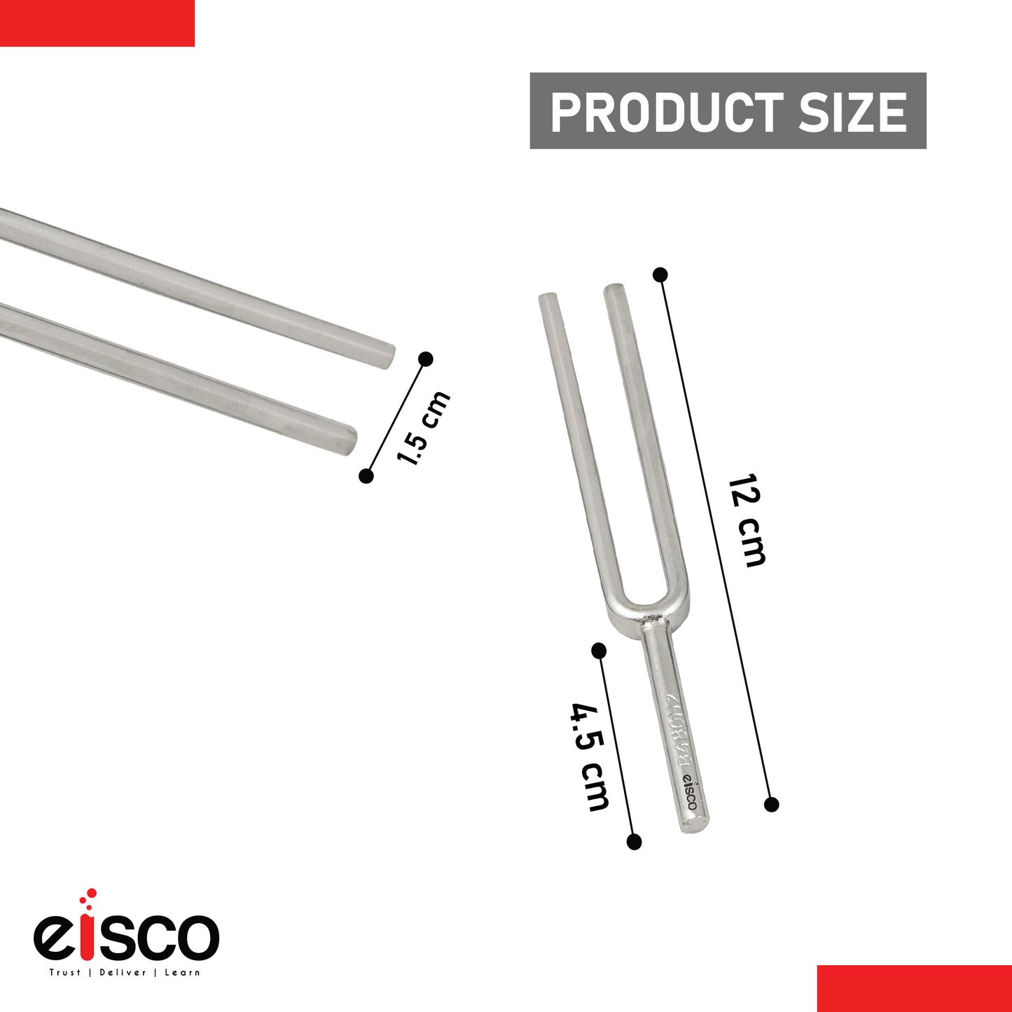 Eisco 480Hz Tuning Fork – Chrome-Plated Steel, Rust-Resistant, Precision Sound Therapy Tool for Healing, Medical Use, Physics Labs, Science Classrooms, Students, and Home Testing