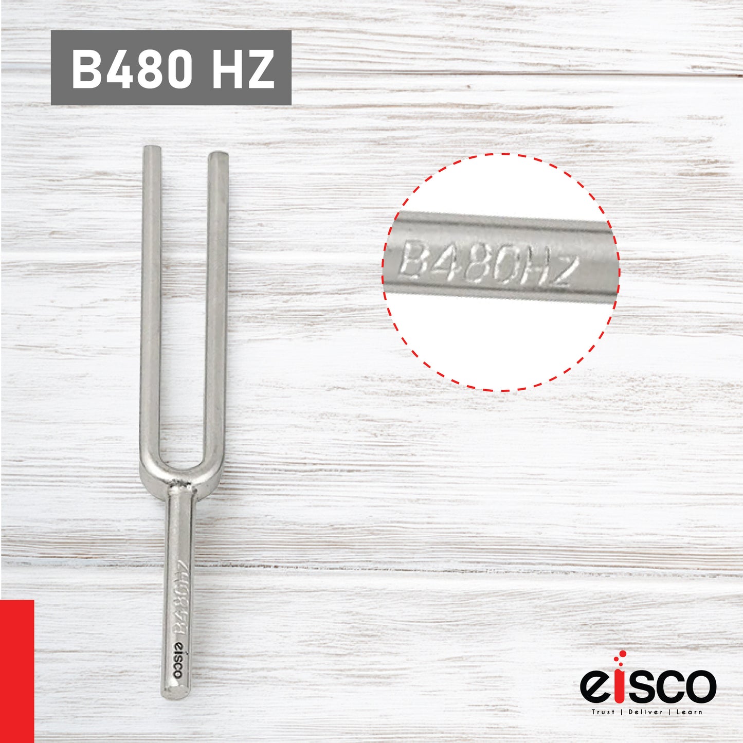 Eisco 480Hz Tuning Fork – Chrome-Plated Steel, Rust-Resistant, Precision Sound Therapy Tool for Healing, Medical Use, Physics Labs, Science Classrooms, Students, and Home Testing