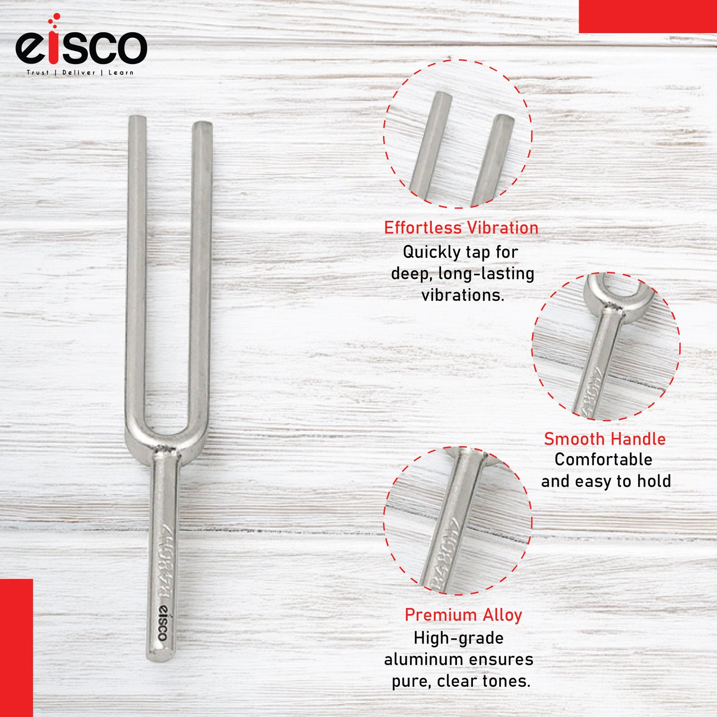 EISCO Tuning Fork (Set of 8 Pieces) Steel Scientific Forks, C4 = 256Hz, Physics Lab Equipment for Sound Wave Experiments, Acoustics, Vibrations, Music Teaching, Science Classroom & STEM Learning