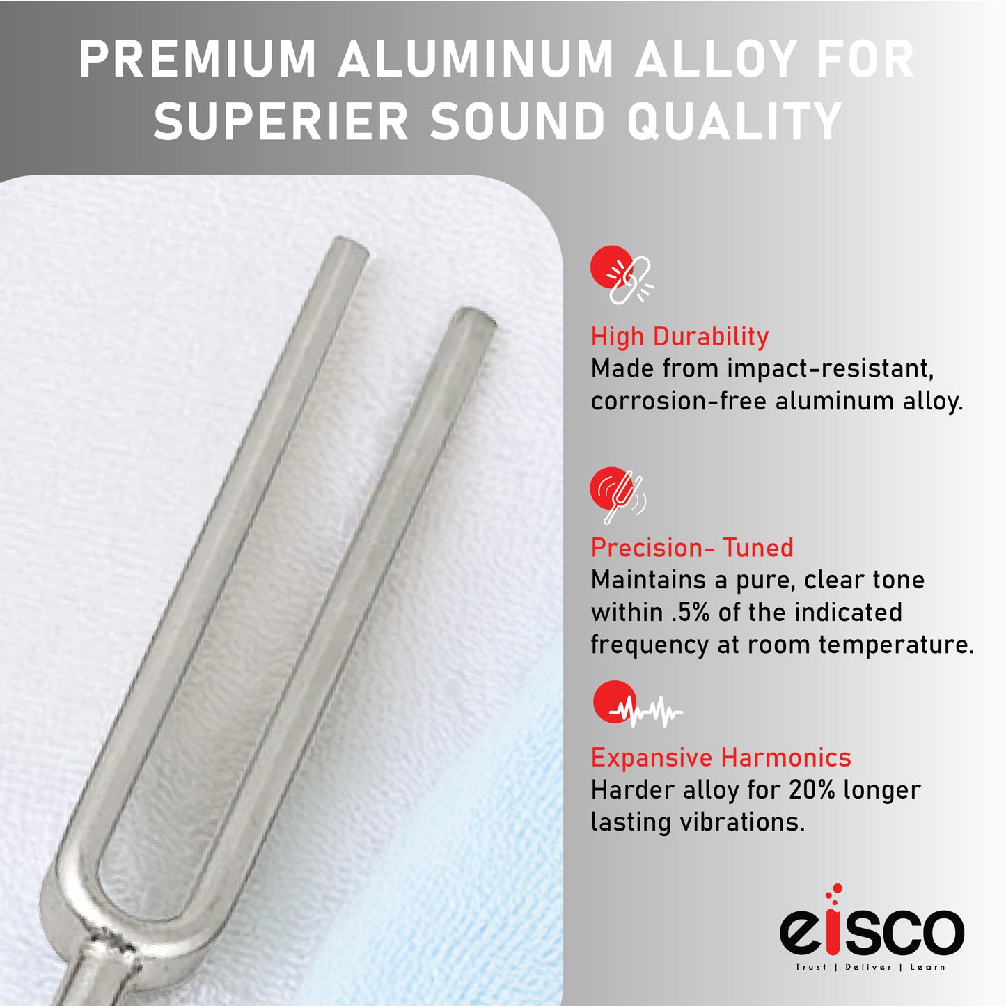 EISCO Tuning Fork (Set of 8 Pieces) Steel Scientific Forks, C4 = 256Hz, Physics Lab Equipment for Sound Wave Experiments, Acoustics, Vibrations, Music Teaching, Science Classroom & STEM Learning