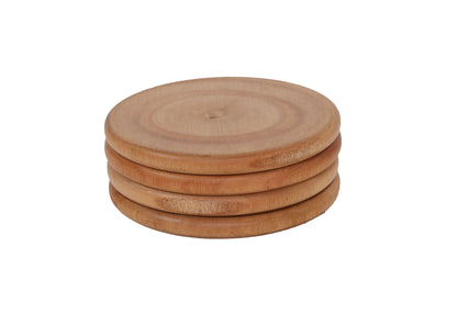 LABZIO | Set of 4 Wooden Coasters | Round, Durable Drink Coasters for Coffee Table, Dining, Home & Office | Rustic, Eco-Friendly, Furniture Protection