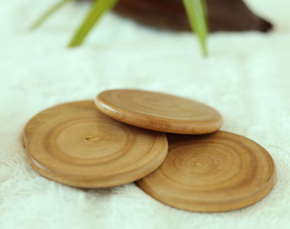 LABZIO | Set of 4 Wooden Coasters | Round, Durable Drink Coasters for Coffee Table, Dining, Home & Office | Rustic, Eco-Friendly, Furniture Protection