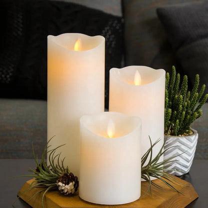 LABZIO Set of 3 Flameless LED Candles | Real Wax Look | Battery Operated | Flickering Moving Wick | 3 Sizes (4, 5, 6 Inch) | Unscented Pillar Candles for Home Decor